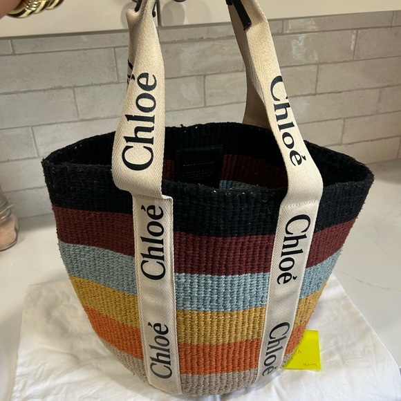 Chloe x Mifuko Multicolor Striped WoodyTote Bag - Picture 2 of 5